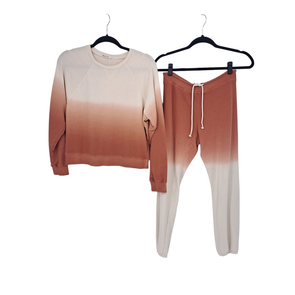 Marine Layer Women's Ombre Sweatshirt Jogger Set Cream Orange Size Small